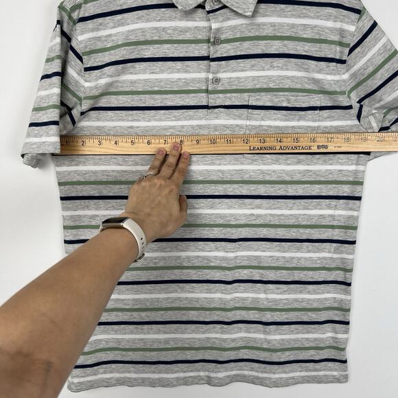 Patagonia Men’s Small Polo Shirt Striped Collar Gray Casual Hiking Outdoor - Picture 7 of 8